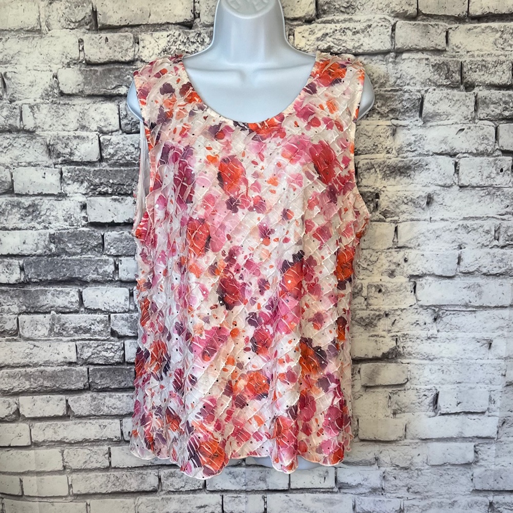 Christopher and Banks Multi Colored Patterned Frilly Dress Tank Size XL